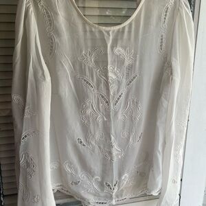 White Embroidered Women's Top